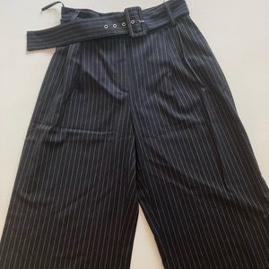 Pinstripe wide leg dress pants